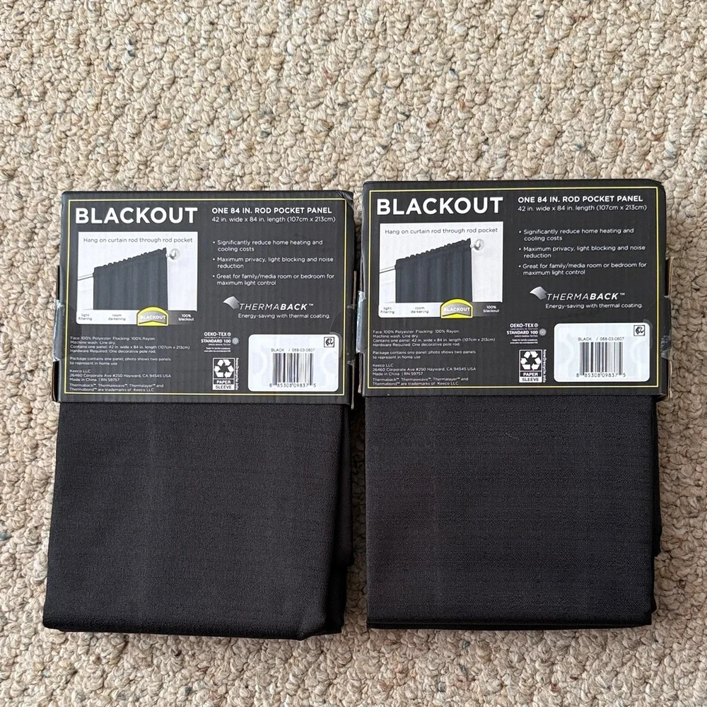 NWT Eclipse Blackout Curtain Panels in Black - Pack of 2 - Picture 5 of 13